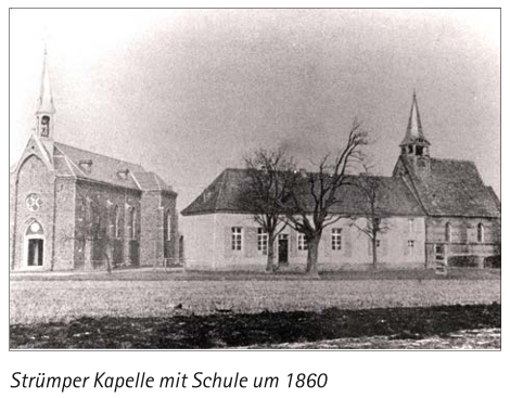 Strmper Kapelle mit Schule um 1860