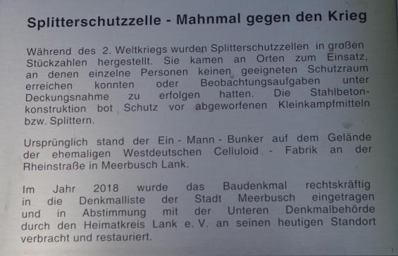 Info-Tafel zum Einmann-Bunker