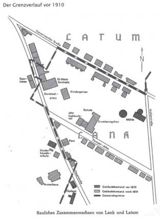 Grenzverlauf von Lank und Latum vor 1910